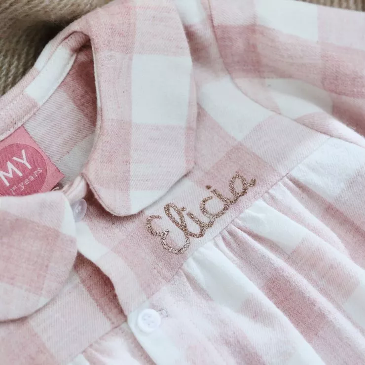 Personalised Traditional Pink Checkered Pyjama Set