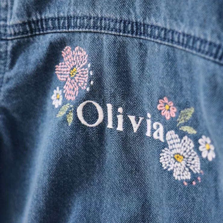 Personalised Floral Design Children's Denim Jacket