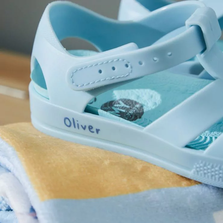 Personalised Blue Toddler Jelly Shoes