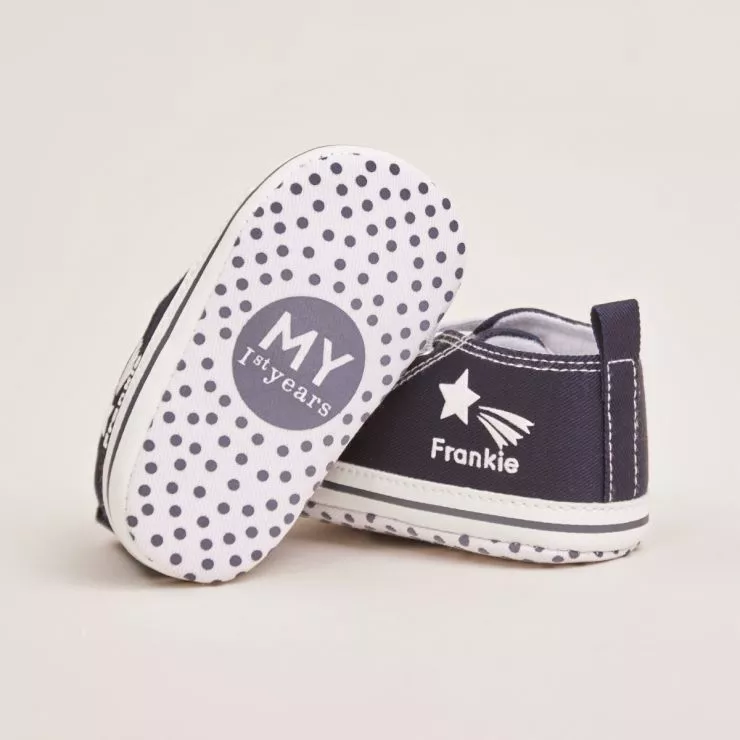 Personalised Navy Star Design High Top Shoes