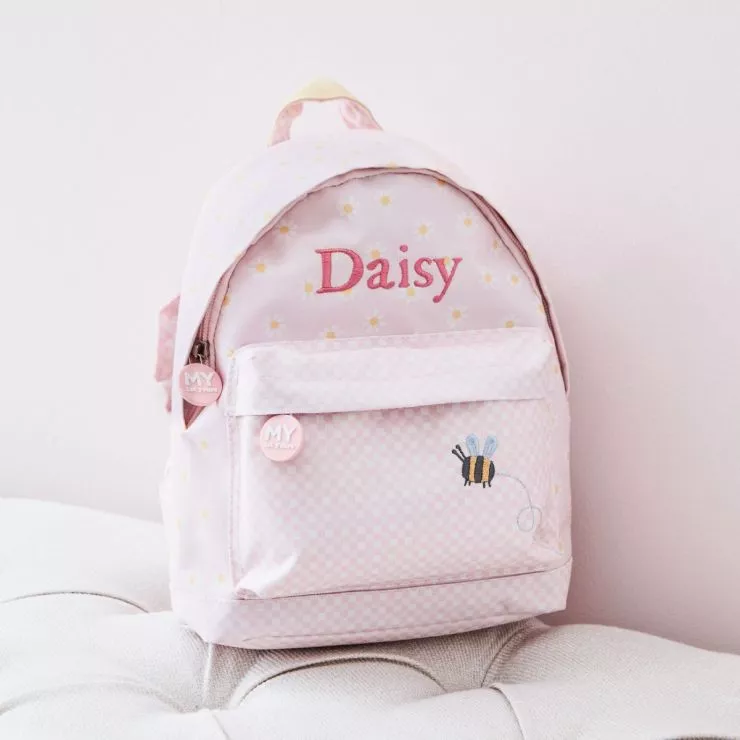 Personalised Gingham Floral Classic Mini Backpack
