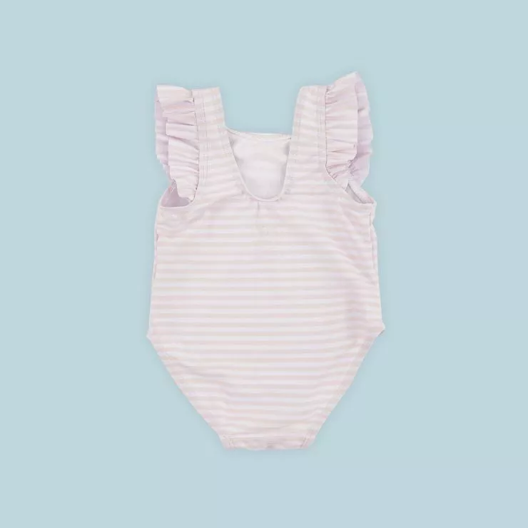 Personalised Pink Floral Striped Swimming Costume