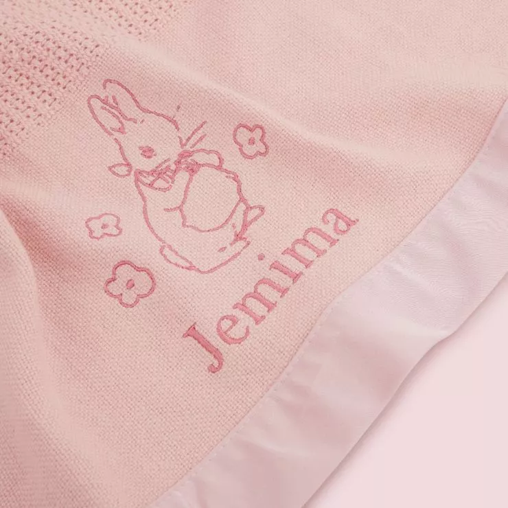 Personalised Flopsy Rabbit Pink Cellular Blanket