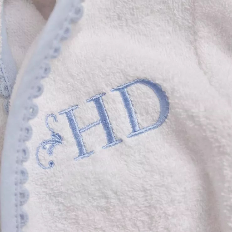 Personalised Heritage Blue Picot Trim Dressing Gown