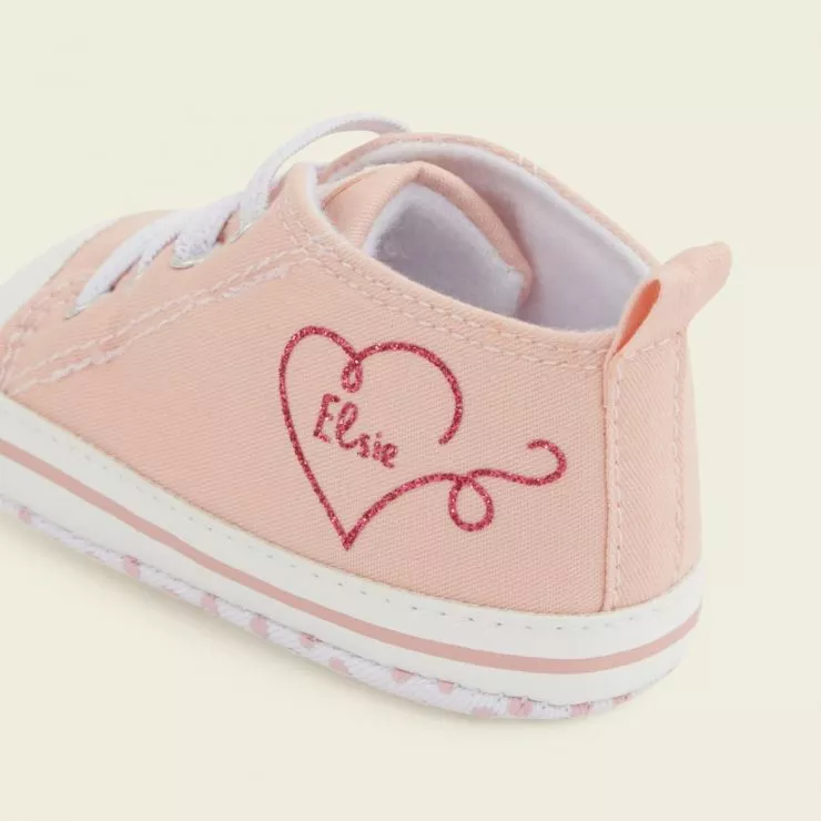 Personalised Pink Heart Design Baby High Top Shoes