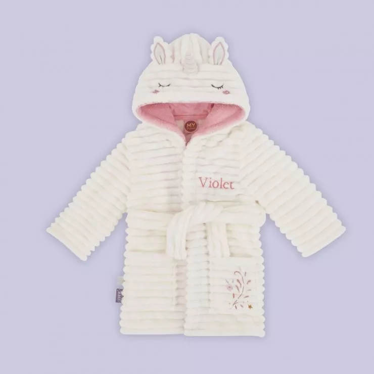 Personalised Unicorn Ribbed Dressing Gown