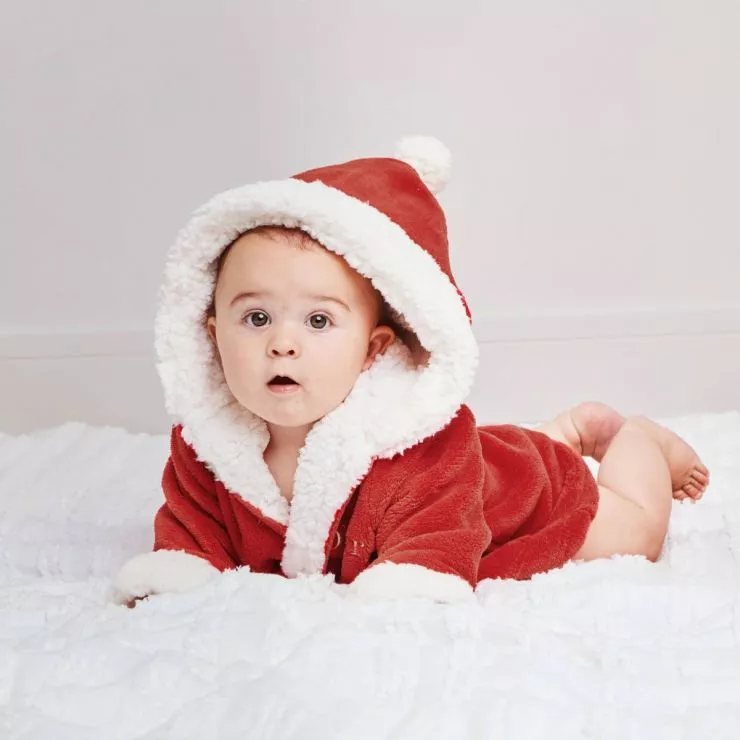 baby in santa robe