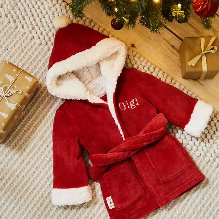 Personalised Red Santa Christmas Dressing Gown