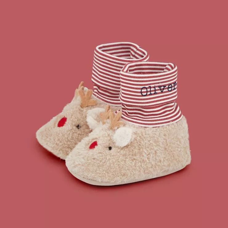 Personalised Reindeer Sock Top Slippers