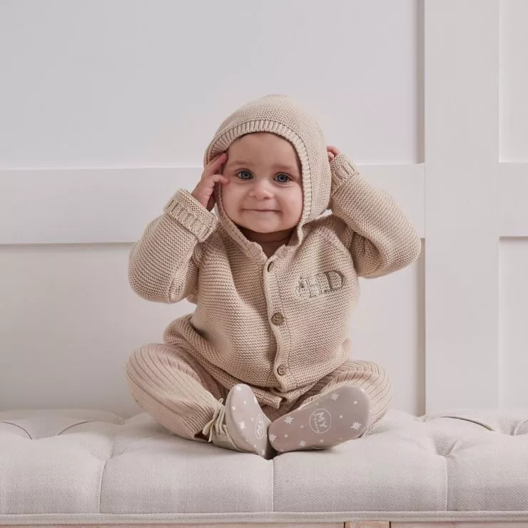 Personalised Organic Oatmeal Heritage Knitted Outfit Set (2 Piece)