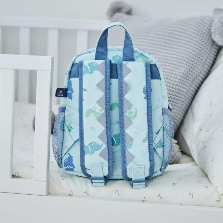 Personalised Blue Dinosaur Mini Backpack