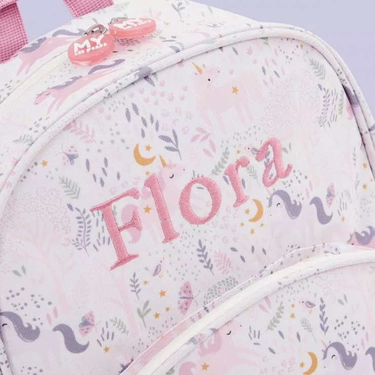 Personalised Pink Magical Unicorn Medium Backpack
