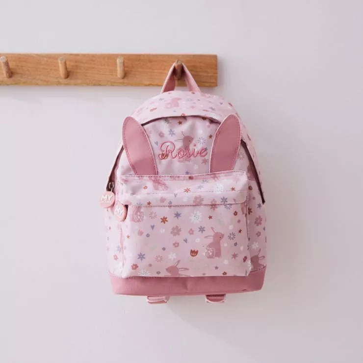 Personalised Pink Bunny Classic Mini Backpack with Ears