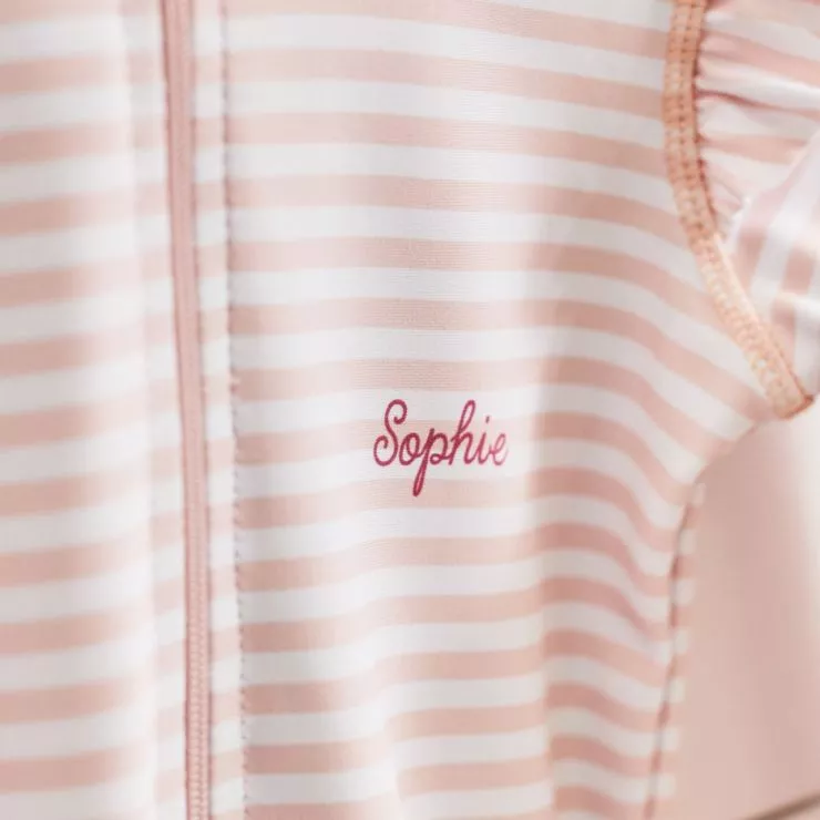 Personalised Pink Stripe All-in-One Swimsuit