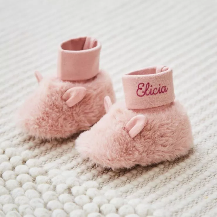 Personalised Pastel Pink Sock Top Booties