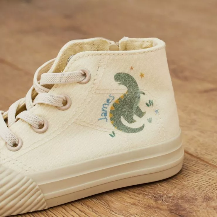 Personalised Dinosaur Toddler High Top Shoes