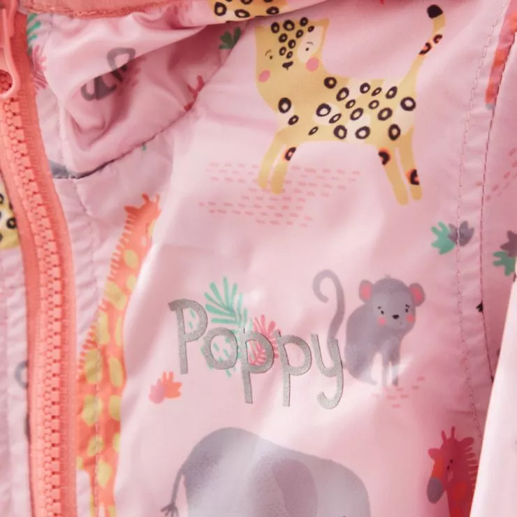 Personalised Pink Safari Print Raincoat