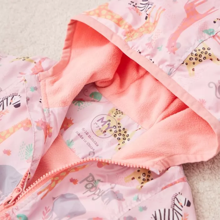 Personalised Pink Safari Print Raincoat