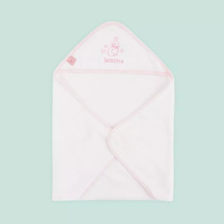 Personalised Pink Picot Trim Flopsy Bunny Hooded Towel