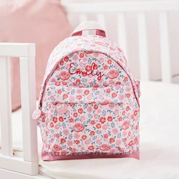 Personalised Pink Ditsy Print Classic Mini Backpack