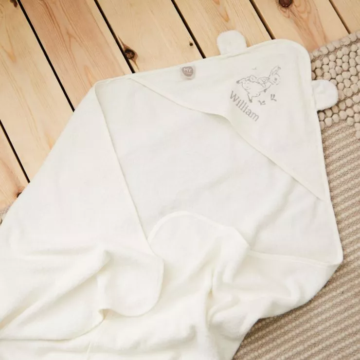 Personalised Ivory Peter Rabbit Hooded Towel