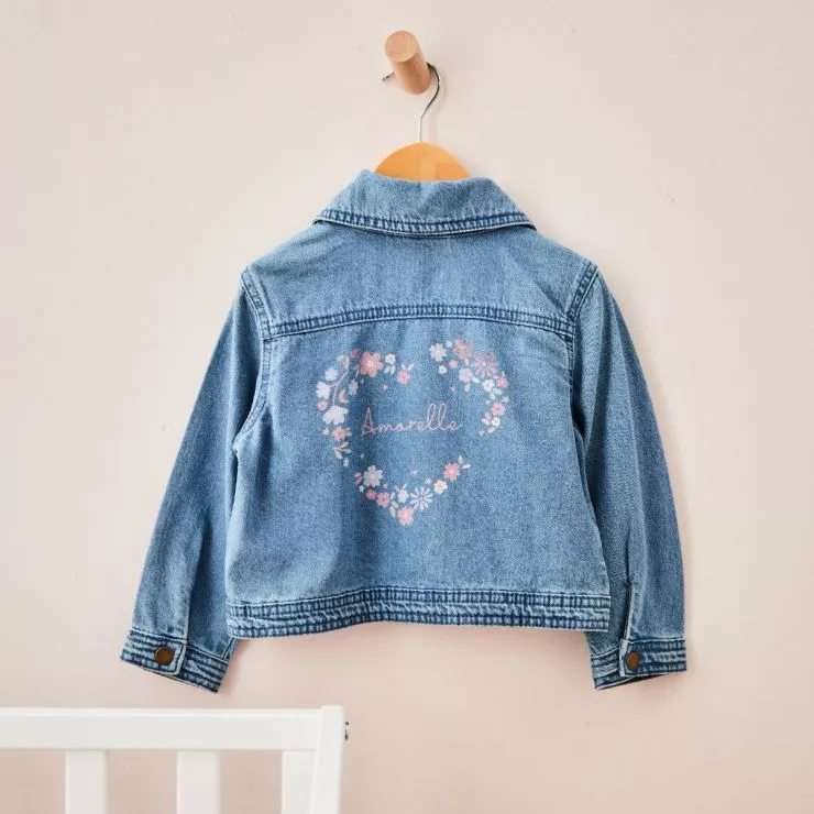 Personalised Floral Heart Children’s Denim Jacket