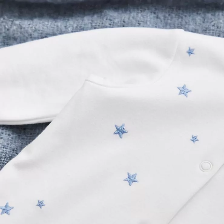 Personalised Born in 2024 Blue Star Design Sleepsuit