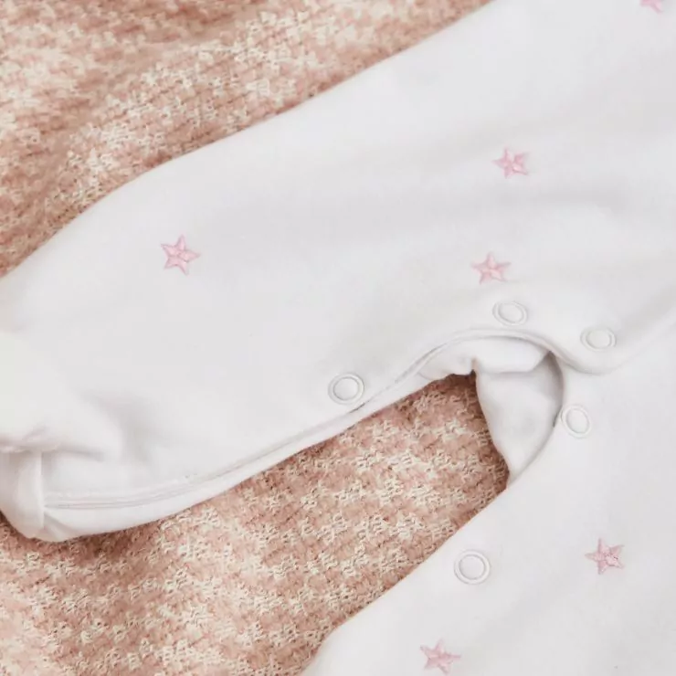 Personalised Born in 2024 Pink Star Design Sleepsuit