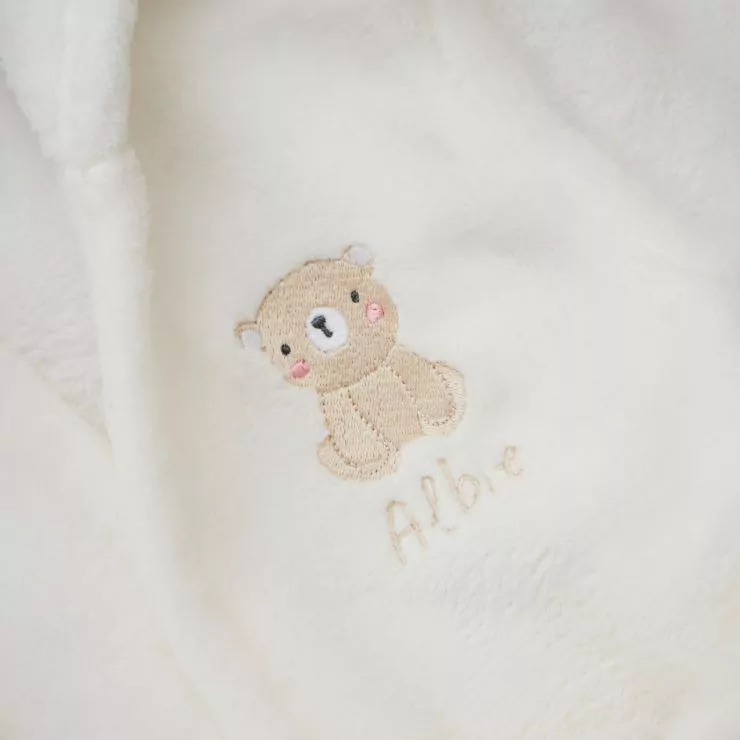 Personalised Biscuit Bear Ivory Fleece Robe