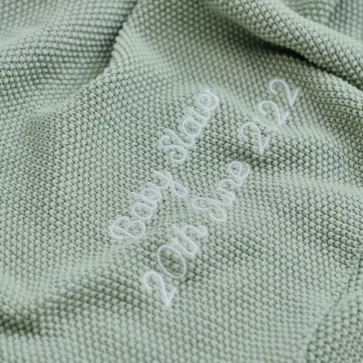 Personalised Sage Textured Knit Baby Shawl