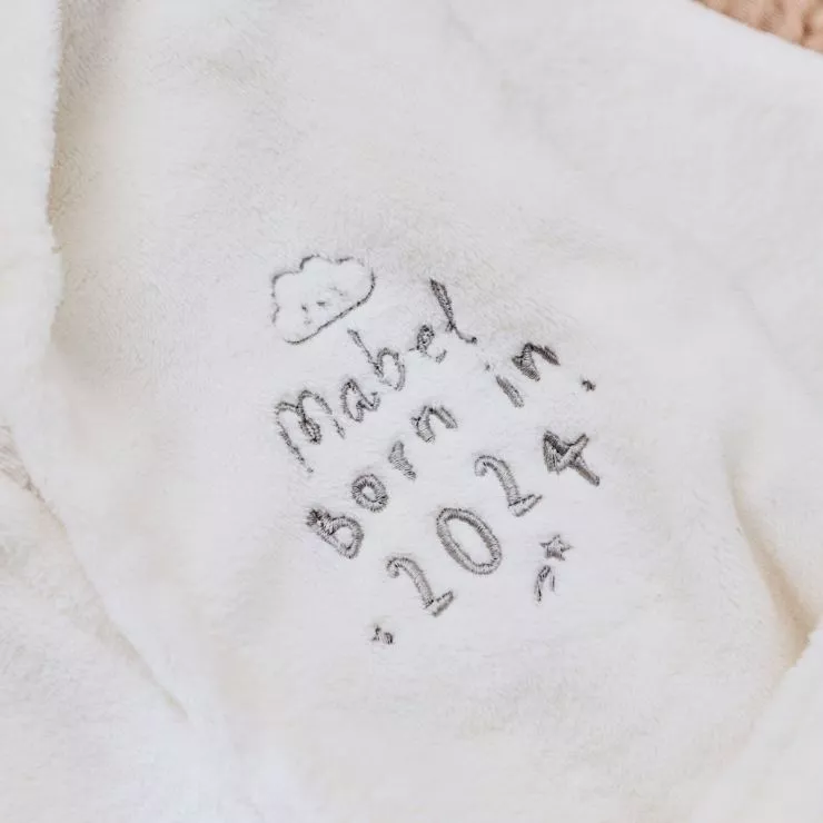 Personalised Born in 2024 Ivory Fleece Robe with Ears