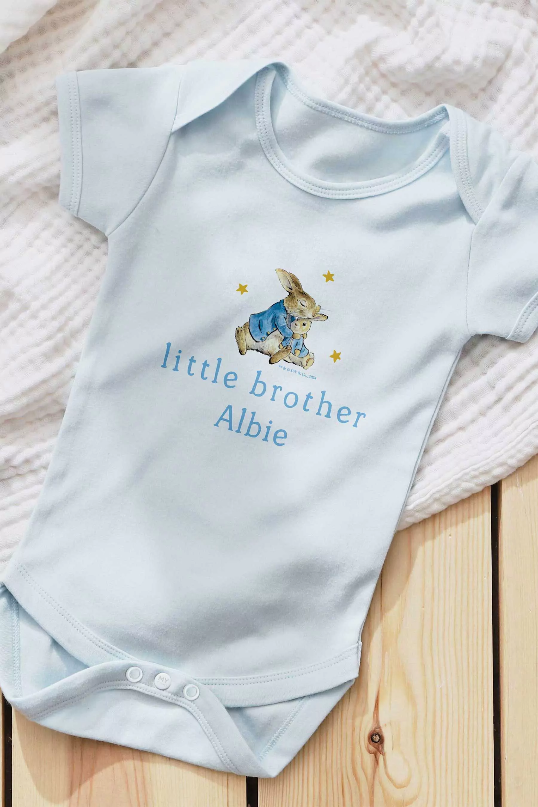 Personalised Blue Peter Rabbit Little Brother Bodysuit