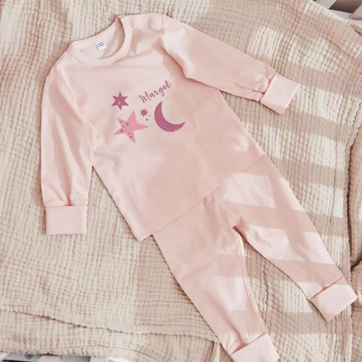 Personalised Pink Moon & Stars Pyjamas 