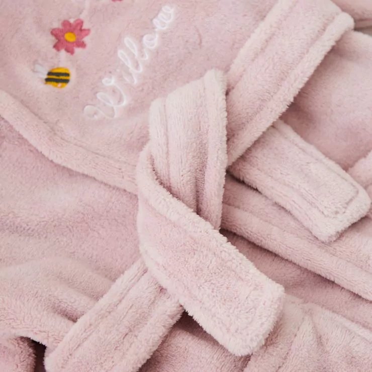 Personalised Bumblebee Design Pink Fleece Robe 