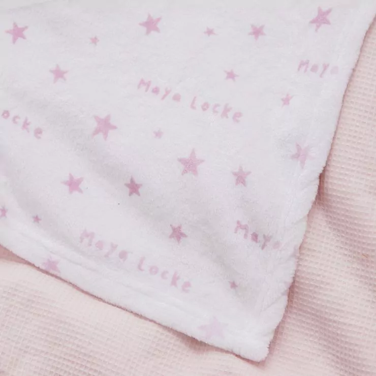 Personalised Pink Star Fleece Blanket 