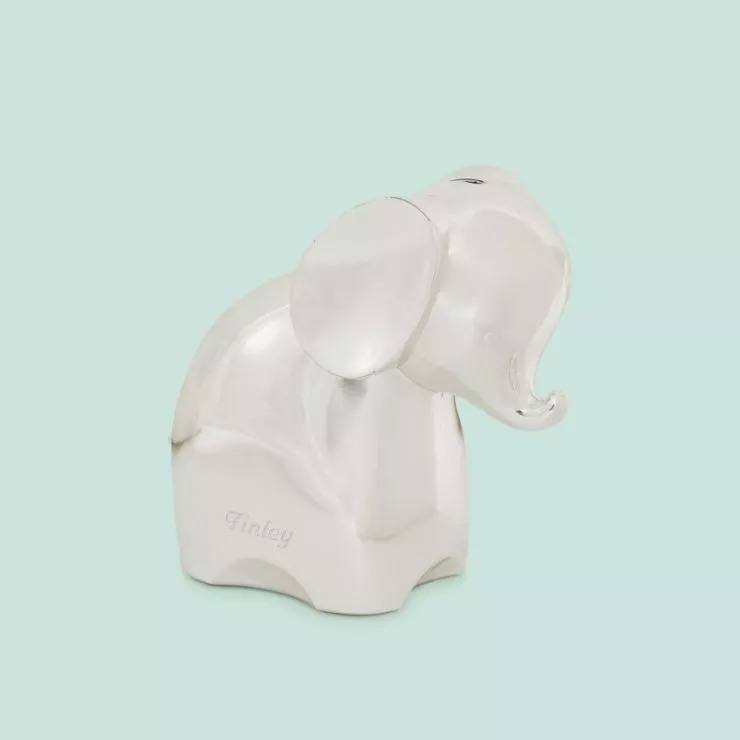 Personalised Silver-Plated Elephant Money Box