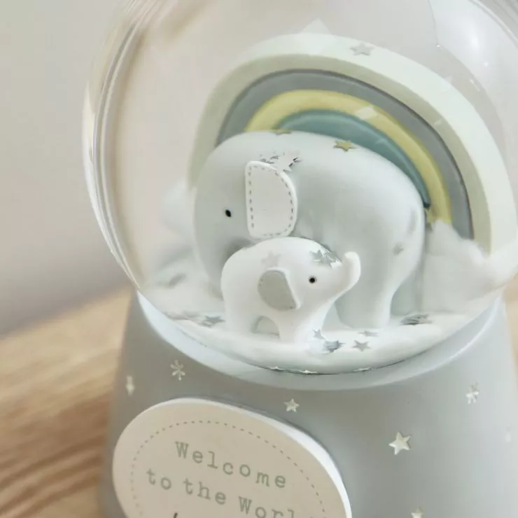 Personalised Welcome To The World Elephant Snow Globe