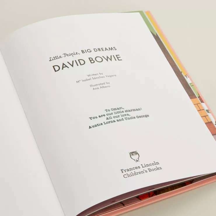 Personalised Little People, Big Dreams David Bowie Book Personalised Opening Page Message
