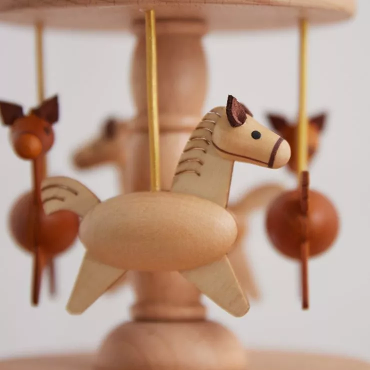 Personalised Wooden Music Carousel Wind Up Toy