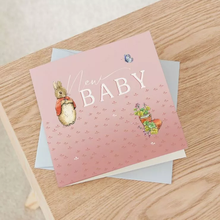 Personalised Flopsy Bunny New Baby Greetings Card