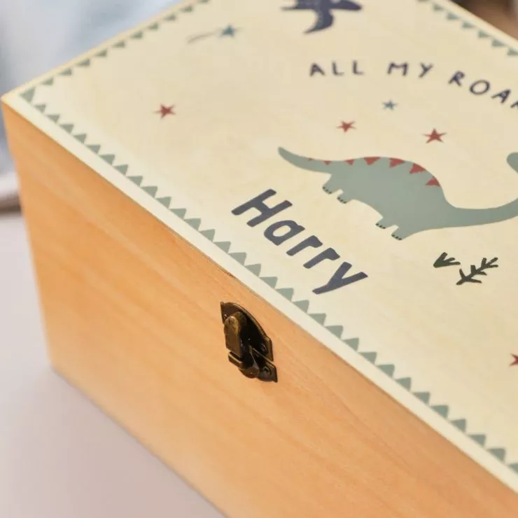 Personalised Dinosaur Design Wooden Keepsake Box