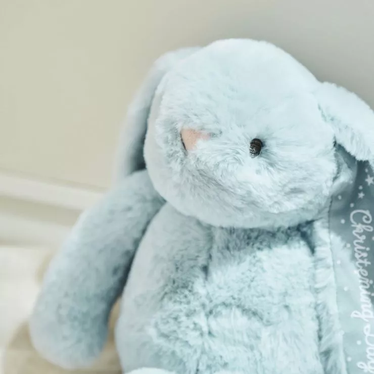 Personalised Christening Day Blue Bunny Soft Toy