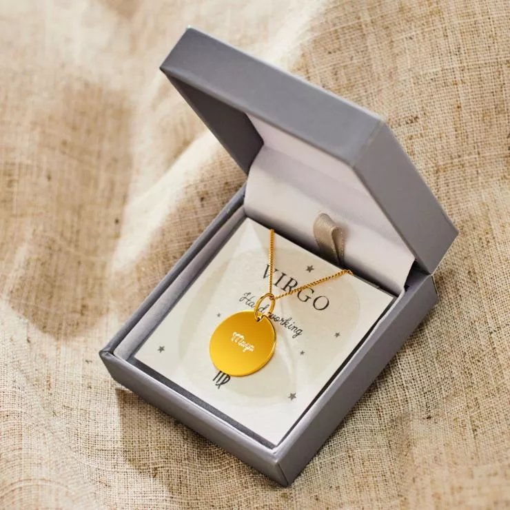 Personalised Gold Virgo Adults Necklace