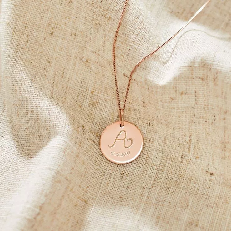 Personalised Rose Gold Round Adults Necklace