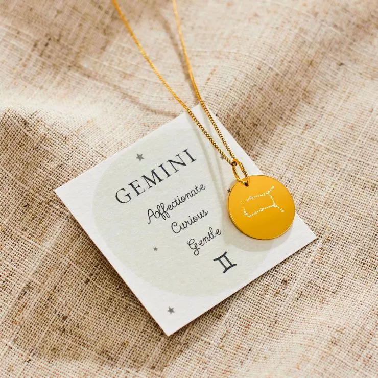 Personalised Gold Gemini Adults Necklace