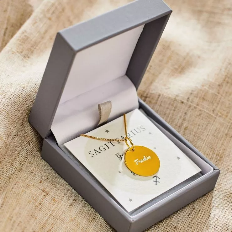 Personalised Gold Sagittarius Adults Necklace