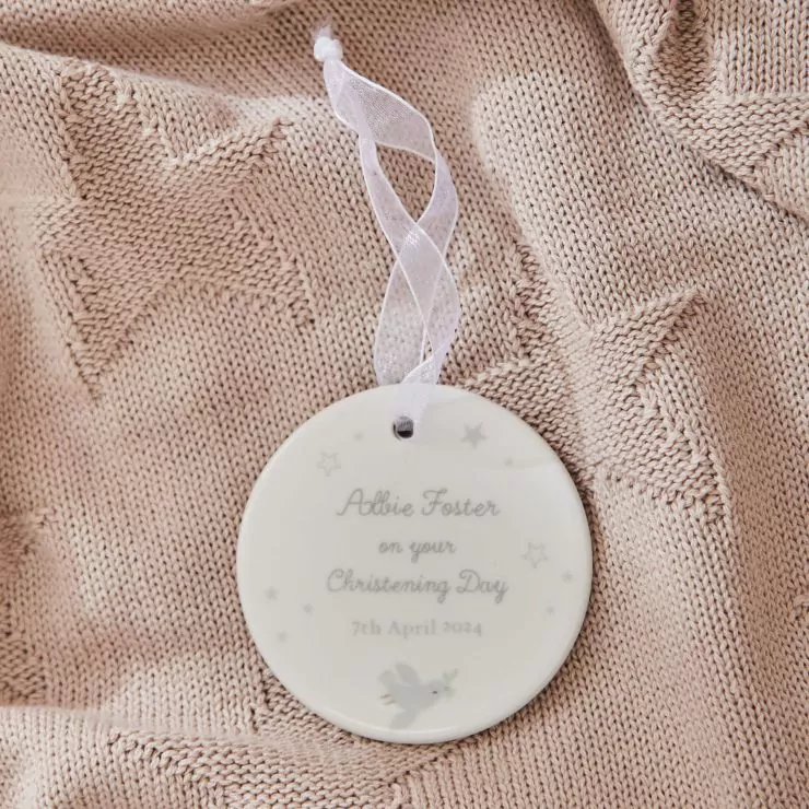 Personalised On Your Christening Day Ceramic Decoration