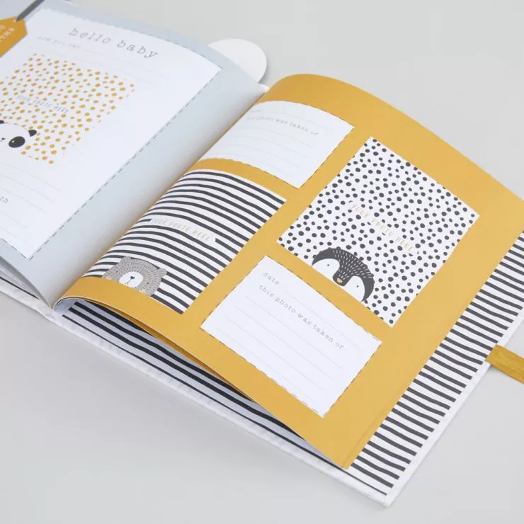 Personalised Monochrome Panda Design Baby Record Book Inside