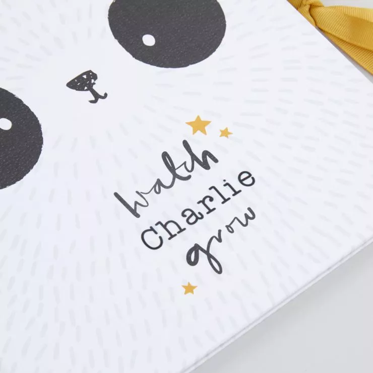 Personalised Monochrome Panda Design Baby Record Book Personalisation
