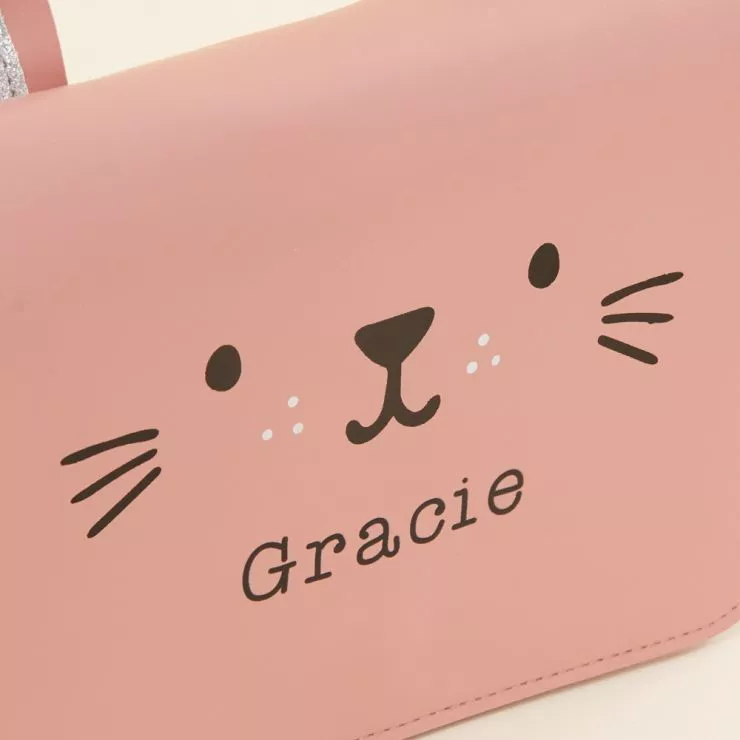 Personalised Pink Cat Toddler Handbag Personalisation
